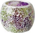 Votive Candle Holders for Table Centerpiece (NO Candles) Wedding Dinner by Candlelight,Tea Light Holders Mosaic Candle Holdes Candlescape Bowl for Valentine's,Christmas Party Decor 1 PC(Pink Green)