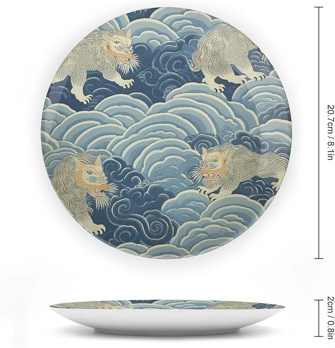 Blue Tibet Tiger Fashion Plates for Display Wedding Home Supplies Household Display Holiday Party Decorations Customize Gifts for Men Women Wedding, 6", 7", 9", 10"