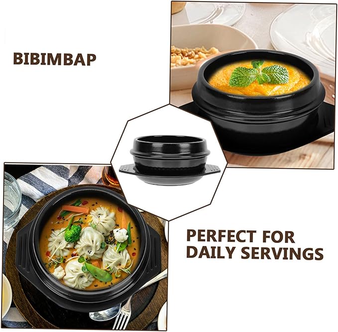 Korean Stone Pot Ceramic Cooking Pot Stew Korean Style Heat Insulated Tray for Soup Noodles