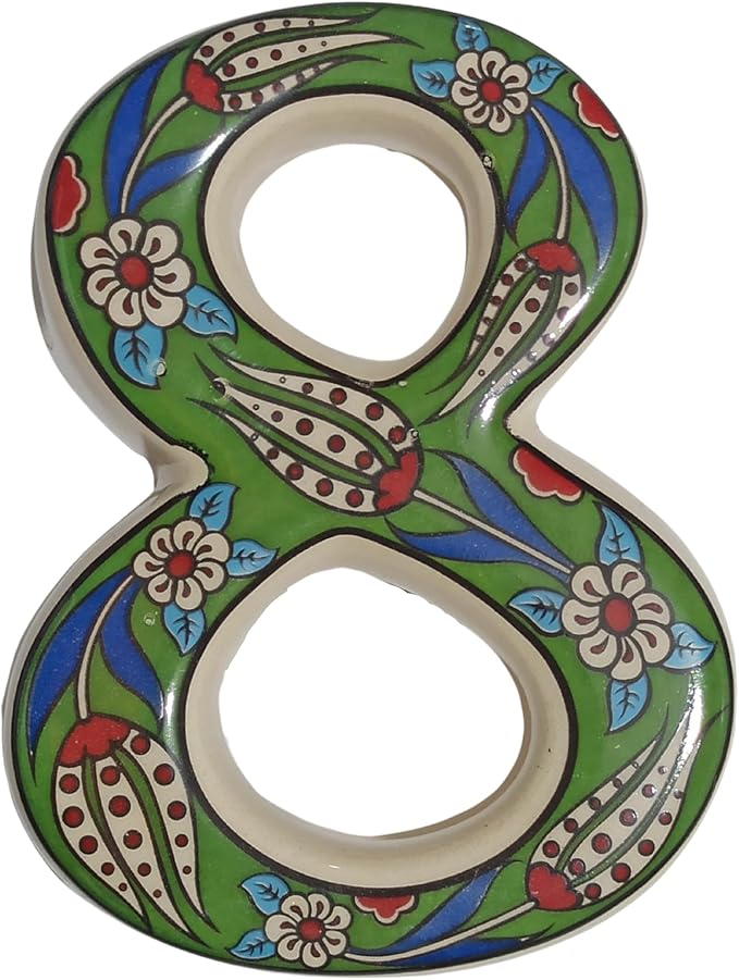 Large Ceramic Housewarming Sign Ceramic Address Plaque House Numbers Sign Door Personalized Coloured Decorative Hand Decoratede Housewarming Gifts Tulip Design 12 * 9 cm (Green, 8)