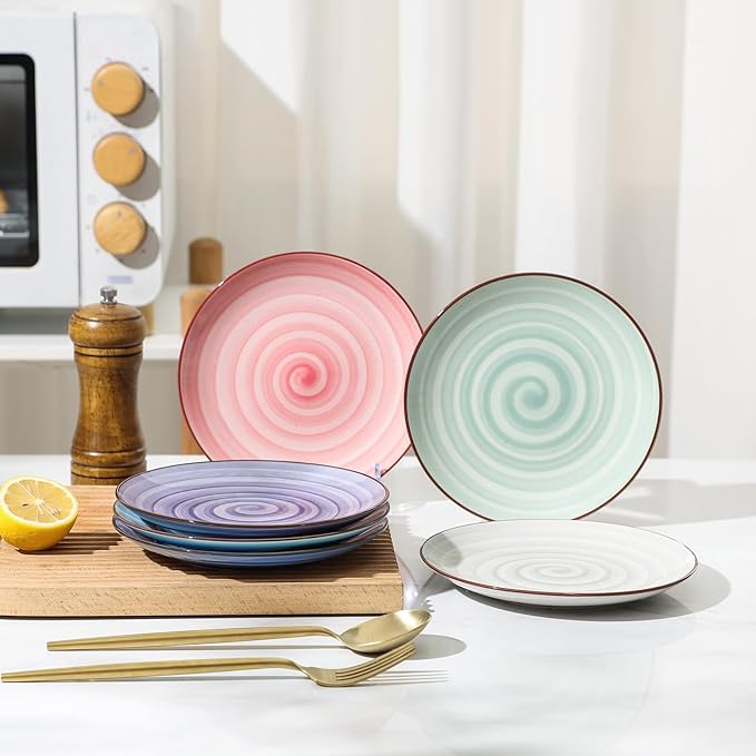 Selamica Ceramic Dessert Plates Set of 6, 6 Inch Appetizer Plate for Kitchen, Microwave Dishwasher Safe, Gradient Color