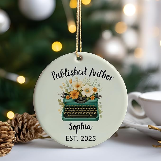 SODAVA Personalized Published Author Xmas Ornament, Future Bestselling Author Ceramic Ornament, Gift for Writers, Poets, and Book Lovers