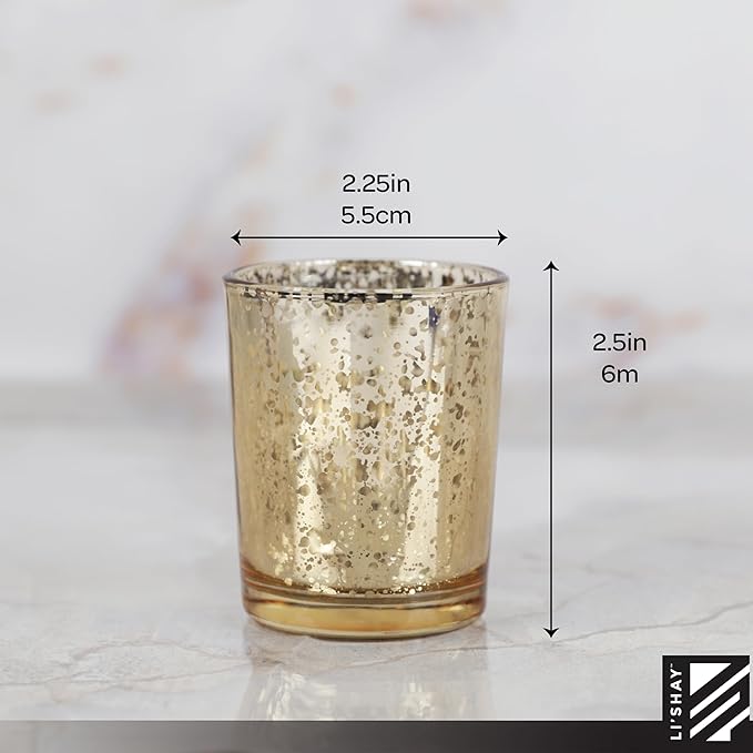 Li'Shay Gold Spot Plated Glass Candle Holder for Votive - Set of 4