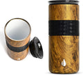 Elemental Artisan Inner Ceramic Coating Tumbler, Triple Wall Coffee Travel Mug, Reusable Stainless Steel Coffee Tumbler with Ceramic Lid for Hot (6 Hrs) & Cold (18 Hrs), 16oz - Teakwood