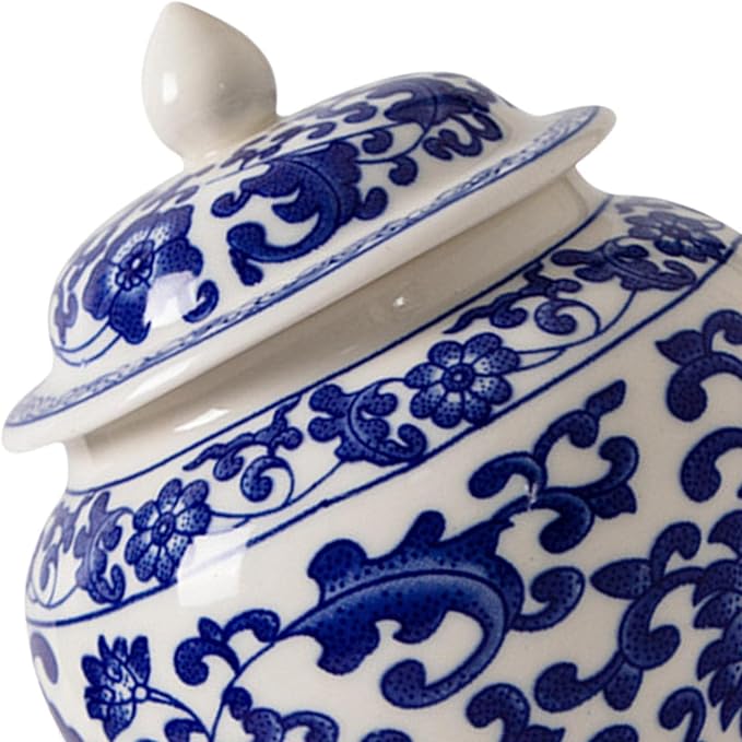 Ceramic Ginger Jar, Porcelain Jars Chinoiserie Vintage Style with Lid Chinese Vase Asian Ginger Jar for Wedding Table Decoration Party Home, Style A