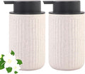 Beige Ceramic Soap Dispenser Set - Modern Refillable Hand Soap Dispenser With Pump for Bathroom, Kitchen, Farmhouse Decor - 2 Pack