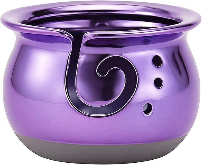 Milltown Merchants Yarn Bowl - Yarn Holder - Knitting Accessories - Artisan Knitting Bowl - Ceramic Yarn Ball Holder - Great for Knitting, Crochet, and Yarn Storage (Violet)
