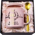 90th Birthday Gifts for Women - Aged to Perfection Coffee Mug - Unique 1935 Birthday Present for Grandma Mom Wife Friend Sister, 14oz Ceramic Coffee Mug Printed Gold with Lid Spoon Card, Nice Gift Box