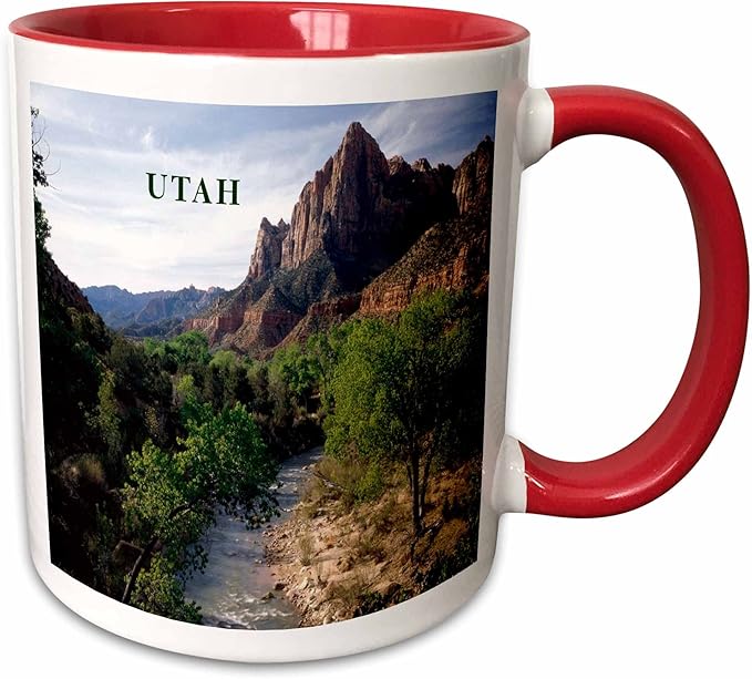 3dRose Utahs Zion National Park 11oz Two-Tone Red Mug