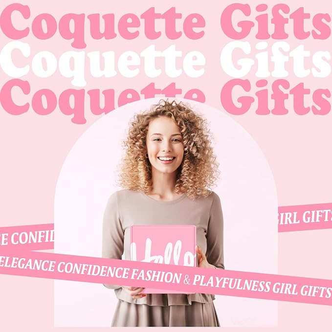 Gift Baskets for Women, 9pcs Birthday Gifts for Teenage Girls, Best Christmas Ideas Box w/Coquette Bow Aesthetic Cup Trendy Stuff for Her Teen Girl Sister Friend Friendship Sweet 16th 18th 21st Bday