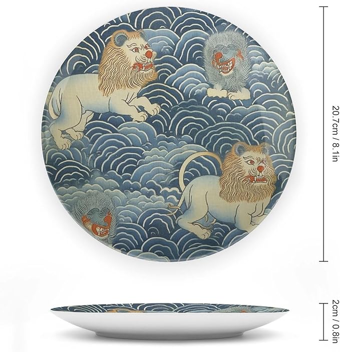 Blue Tibet Tiger China Plates for Display Wall Wedding Supplies Housewarming Gifts Farmhouse Holiday Party Decorations Customize Gifts for Men Women Halloween, 6", 7", 9", 10"