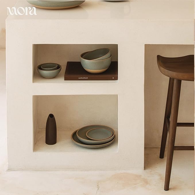 Mora Mini Ramekins Set of 4, 8oz Ceramic Pottery Baking Dishes - Microwave, Oven and Dishwasher Safe - Peppercorn