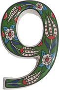 Large Ceramic Housewarming Sign Ceramic Address Plaque House Numbers Sign Door Personalized Coloured Decorative Hand Decoratede Housewarming Gifts Tulip Design 12 * 9 cm (Green, 9)