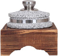 Korean Stone Bowl with Lid, Natural Stone Bowl with Wood Base Thicken Cookware Stone Bowl, Bibimbap Bowl for Korean Soup, Rice and Stew,20cm/7.9inch