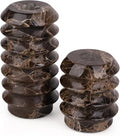 HofferRuffer Marble Candlestick Holders, Set of 2 Natural Stone Candle Holder Decorative Candle Stands for Wedding, Dinning, Party, Table Centerpieces, Fits 3/4'' Thick Candles (MarbleBrown)