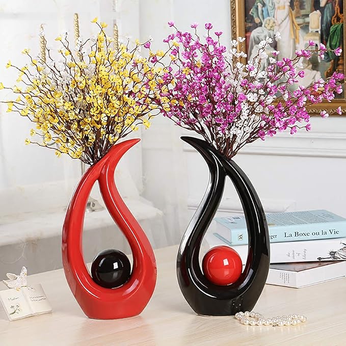 11 x 6 Inch Modern Abstract Sculpture Statue, Office Home Decor Ornament Ceramic Figures, Black