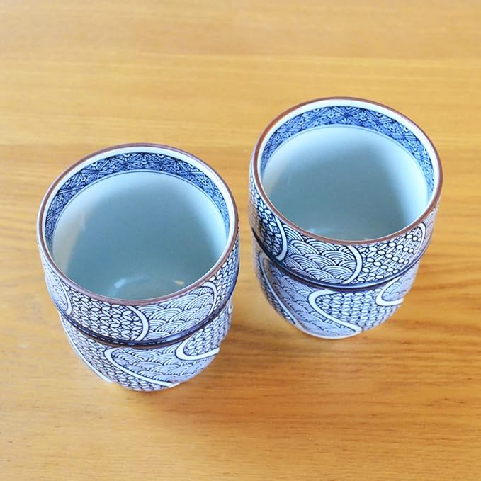 有田焼やきもの市場 Japanese Yunomi Tea Cup set of 2 Arita Imari ware Made in Japan Jimon-Ori Large