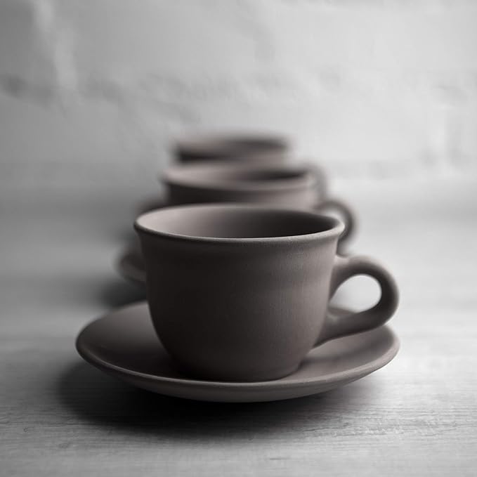 City to Cottage Handmade Purple and White Polka Dot Ceramic 8.4oz/250ml | Cappuccino, Coffee, Tea Cup and Saucer, Unique Designer Pottery for Tea Lovers