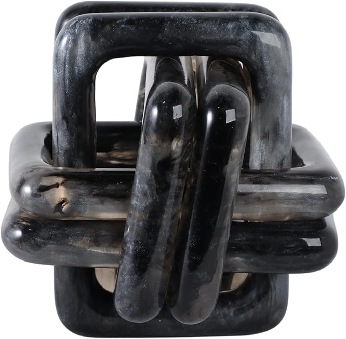 Sculpture for Home Decor and Bathroom Decor - Marble Knot Ornaments for Shelf Accents, Room Styling, and Office Design - Modern Statues Living Room Decor or Coffee Table Display - 6", Black