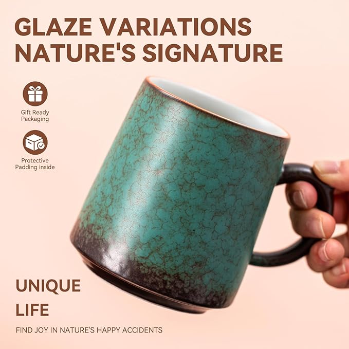 Ceramic Coffee Mug 15oz – Unique Artisan Ceramic Mug with Ergonomic Handle, Modern Coffee Cup for Home & Office, Premium Gift Mug for Yourself & Loved Ones