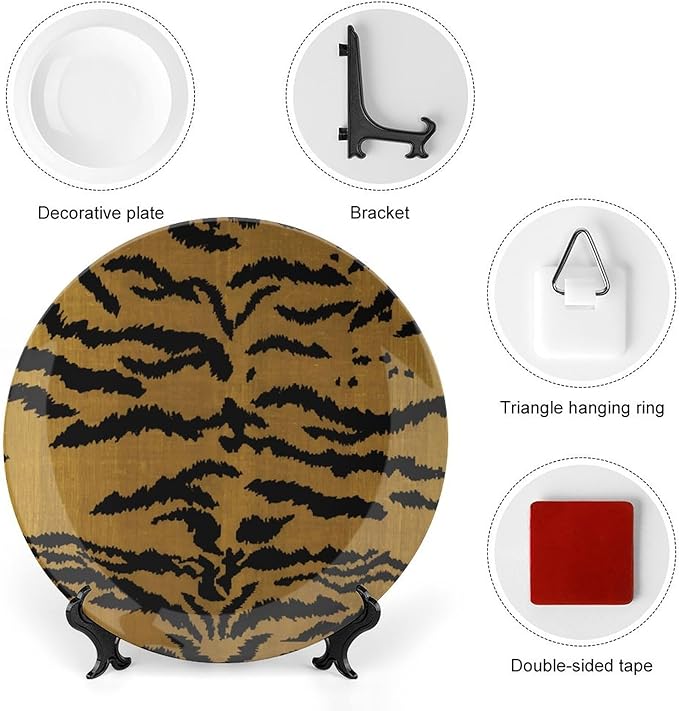 Tiger Stripes Vintage Plates for Display Art Decoration Home Supplies Table Kitchen Holiday Party Decorations Customize Gifts for Men Women Birthday, 6", 7", 9", 10"