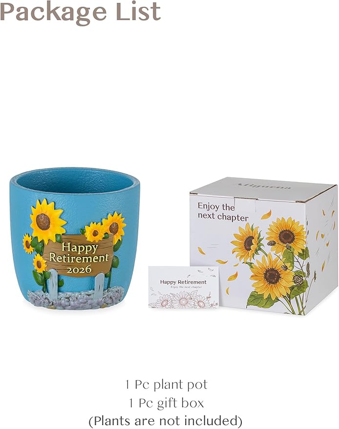 Retirement Gifts for Woman: Happy Retirement Gifts for Women Nurse Teacher Coworker - Unique Retired Garden Gifts for Decoration - Hand-Painted Plant Pot Present with Gift Box and Card