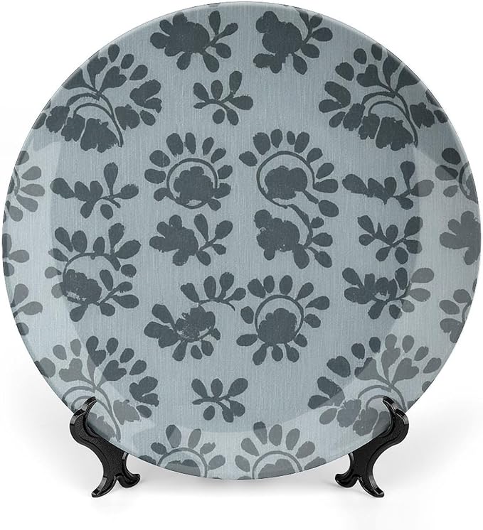 Home Decorations Decorative Plate, Giant Leaf Chinoiserie Blue Customize Christmas Gifts Wall Hanging Decoration for Festival Art Decoration Household Decor, with Display Stand And Hook Up