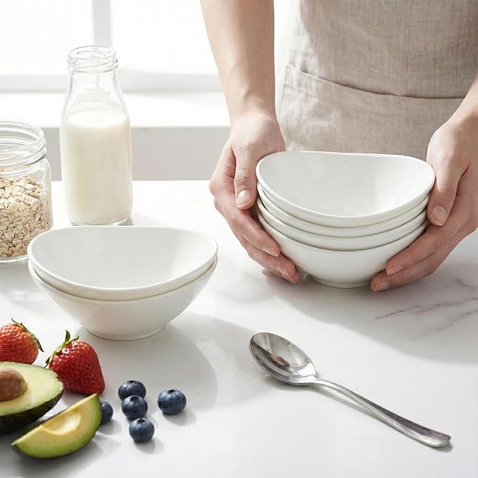 6 Oz Dipping Bowls, 5" Ceramic Soy Sauce Dish Side Dishes Small Appetizer Plates Set of 6, for Dessert Ice Cream Snack Pudding Creme Brulee Ketchup Vinegar, Condiment Servers to BBQ & Party Dinner