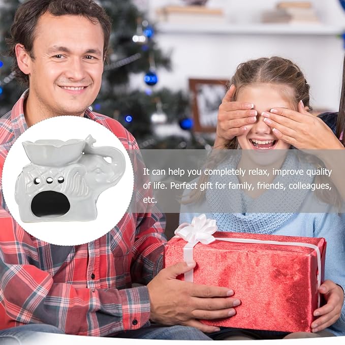 Healifty Wax Melt Warmer Ceramic Elephant Essential Oil Burner Aroma Burner Tealight Candle Holder for Yoga Spa Home Bedroom Decor (White)