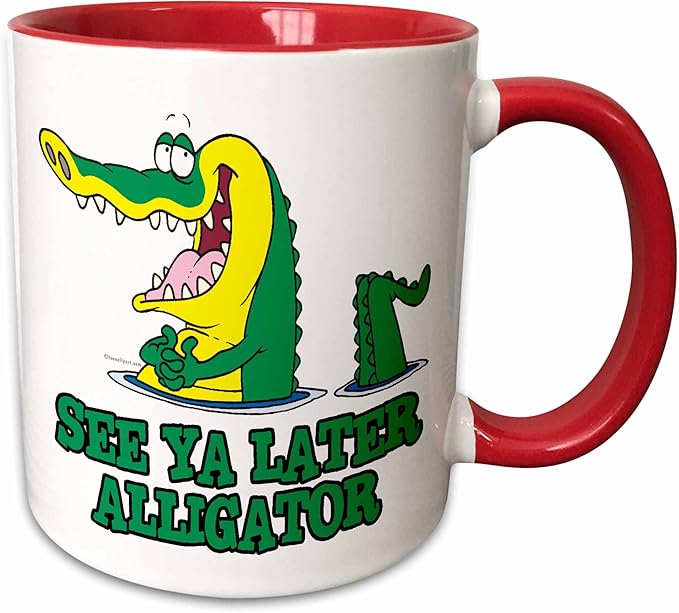 3dRose See Ya Later Alligator 11oz Two-Tone Red Mug