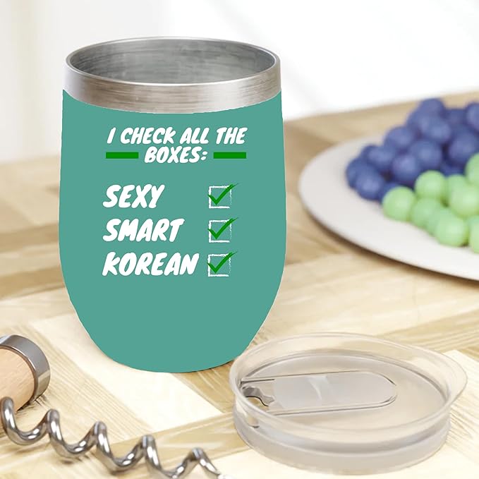 Sexy Smart Korean White Ceramic Asian Coffee & Tea Gift Mug or Korea Cup - 12oz Wine Tumbler Mint