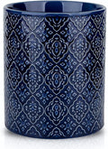 KOOV Kitchen Utensil Holder, Large Utensil Holders for Countertop, 6 x 7 Inches Ceramic Utensil Crock, Deep and Stable, Cooking Utensil Holder, Embossed Pattern (BLue)
