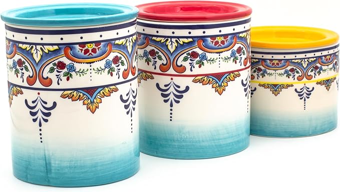 EuroCeramica Zanzibar Zanzibar-3pcs Canister, 3-Piece Set, Multicolor
