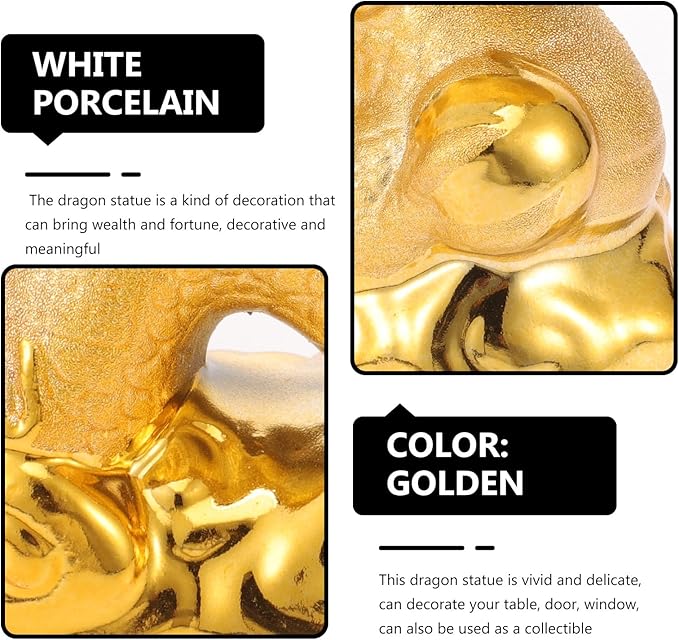 Chinese Dragon Figurine Porcelain Desktop Dragon Adornment Small Ceramic Sculpture Tabletop Home Decor Collectible for Office and Living Room Display