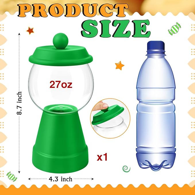 Thyle 27 oz Plastic Candy Jar with Lid Ceramic Candy Jar Food Storage Container for Easter Wedding Party Centerpieces DIY Gifts Game Table Ornament Holder Treats(Green)