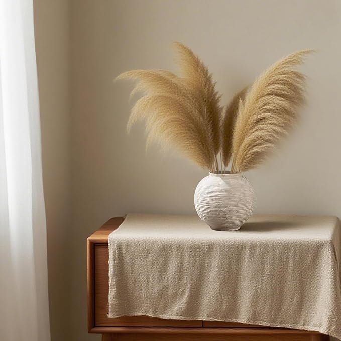 Rustic Farmhouse Vase Home Decor - 6 in Ceramic Boho Decorative Vase for Decor, Round Clay Whitewashed Terracotta Bowl vase for Living Room, Table, Shelf, Centerpieces