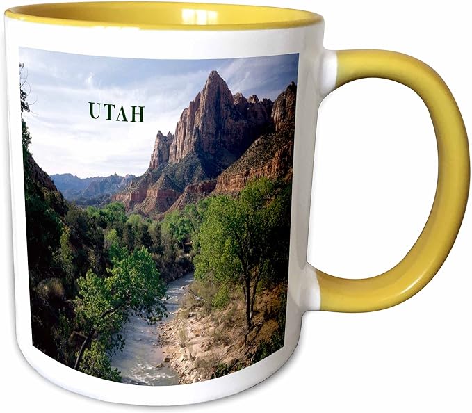 3dRose Utahs Zion National Park 15oz Two-Tone Yellow Mug