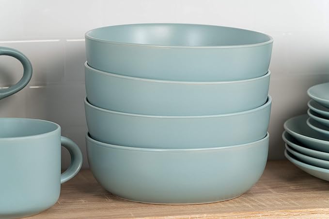 10 Strawberry Street Wazee Matte Coupe Dinnerware, Bowl, Mineral Blue, Set of 6