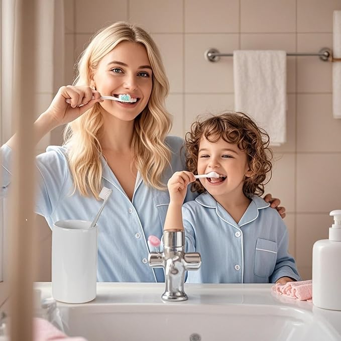 White Toothbrush and Toothpaste Holder,Ceramic Electric Toothbrush Holders,Toothbrush Cup, Bathroom Tooth Brush Holders(300ml)