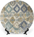 Custom Gifts Fashion Plates, Thibaut Boho Ikat in Navy Blue Wall Hanging Decorative Plate Wedding Including Bracket And Special Hook, Rust Decor for Farmhouse Office Club, 6", 7", 8", 10"