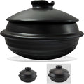 [Petalite Mineral, Retro Design] Korean Earthenware Pot Ttukbaegi, Ceramic Clay Cooking Pot Casserole, Heat Resistant Ceramic Pot, Zero-Crack Stone Bowl Stockpot Soup Cookware (Large)