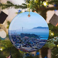 California San Francisco Bay USA America Christmas Ornaments for Tree Ceramic Pendant Double Sided Ornament Decor Xmas Gifts Porcelain Hanging Travel Souvenirs Birthday Gift for Family Son