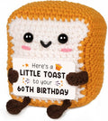 60th Birthday Gifts for Women Men, Positive Handmade Crochet Toast for 60th Birthday Decors, 60 Year Old Birthdays Gifts, Sixty Bday Gift for Mom Dad Grandparents Friend Sister Wife Husband