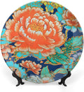Chinoiserie Peony Floral Plates Ceramic for Display Chinoiserie Peony Floral Household Table Supplies Farmhouse Festival Holiday Party Decorations Custom Gifts for Men Women Wedding, 6", 7", 9", 10"