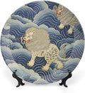 Blue Tibet Tiger China Plates of 6", 7", 9", 10", Customize Hanging Decorative Tiles, Display Club Decorations Farmhouse, with Vertical Stand