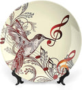 XISUNYA 6 Inch Decorative Plate, Hummingbirds Porcelain Plate, Flying Bird Musical Print Ceramic Wall Hanging Decor Accessory for Dining Table Tabletop Home Decor