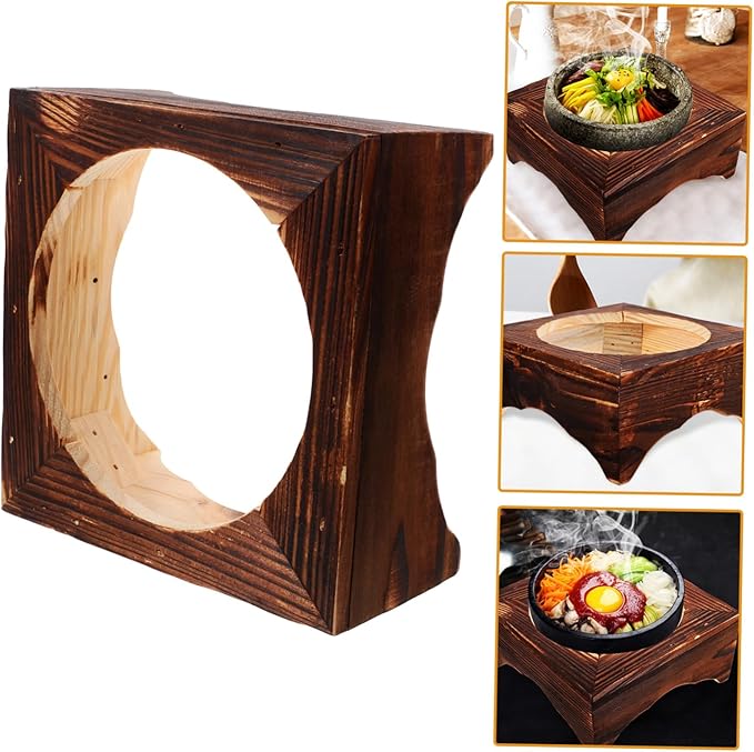 Korean Stone Pot Stand Non-slip Wooden Pot Rack for Rice Bowls for Casseroles Heat Insulating Stand for Home Restaurant