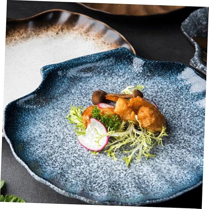OUNONA Shell Shape Porcelain Plate Dish for Dinnerware Ceramic Plate for Salad Noodles