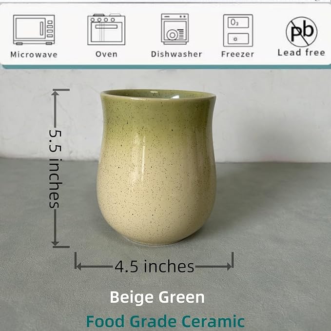 Short Kitchen Utensil Holder for Kitchen Counter, Ceramic Small Utensil Crock & Vase & Holder for Cutlery Spatula Brush Silverware Cooking Utensil Holder (Yellow Green)