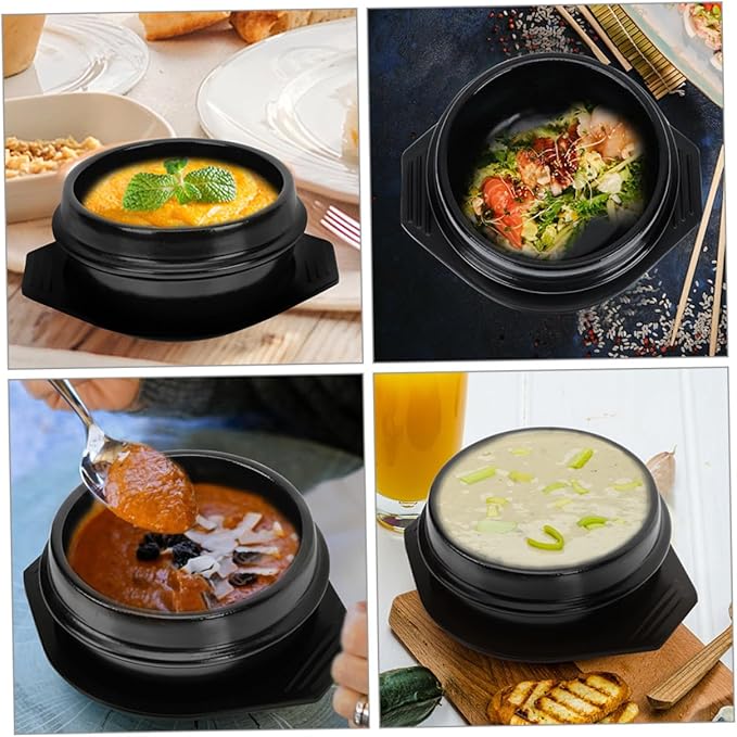 LIFKOME Casserole Cookware Korean Stone Pot Korean Dolsot Pot Bibimbap Bowl Heat Resistant Ceramic Easy to Clean